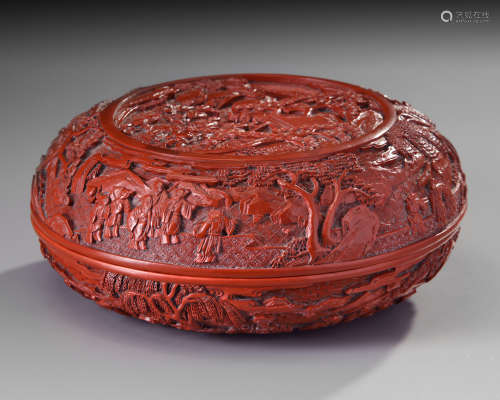 A Chinese cinnabar lacquer box and cover