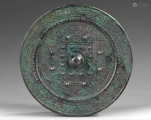 A Chinese silvery bronze 'TLV' circular mirror