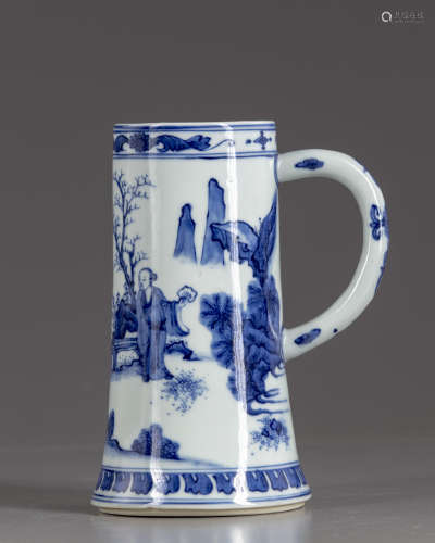 A Chinese blue and white mug