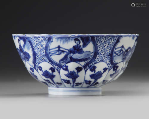 A Chinese blue and white 'ladies' bowl