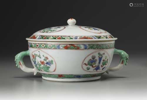 A Chinese famille verte tureen and cover