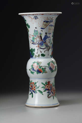 A Chinese wucai gu vase