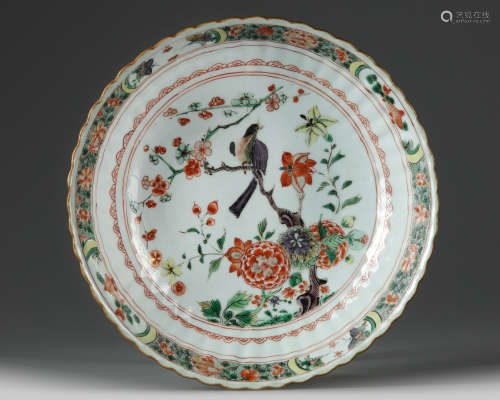 A Chinese famille verte 'bird and flower' dish