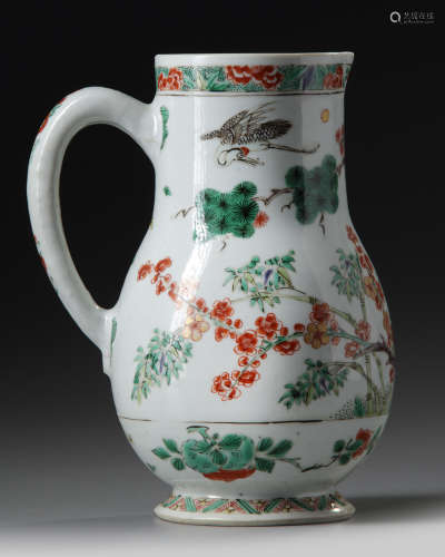 A Chinese famille verte 'Three Friends of Winter' jug