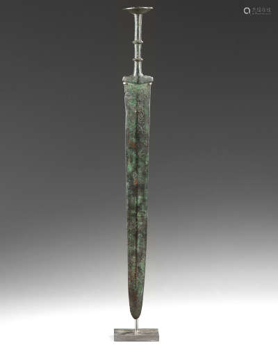 A Chinese inscribed bronze sword
