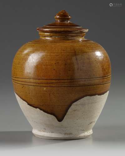 A Chinese amber-glazed jar and cover