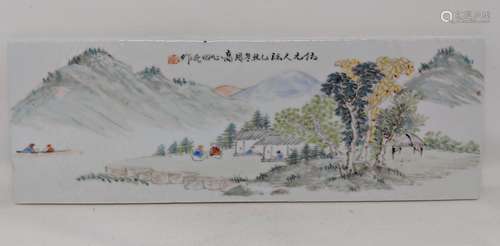 高心田 山水人物瓷板