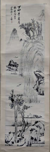 艾壽臣 山水（原裝舊裱） 紙本 立軸