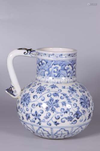 A BLUE AND WHITE EWER