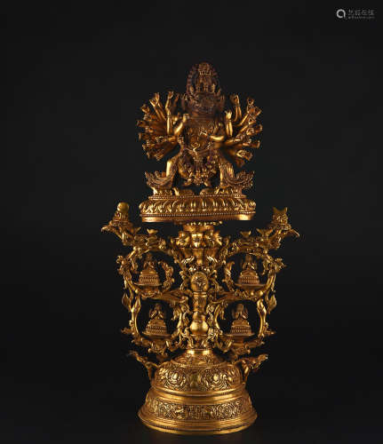 A GILT-BRONZE YAMANTAKA, 15TH CENTURY