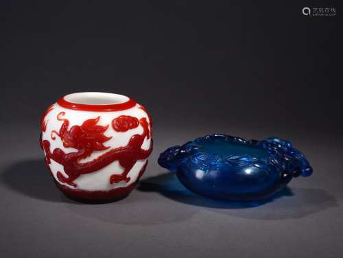 TWO PEKING GLASS WATER CONTAINER, 18-19TH CENTURY