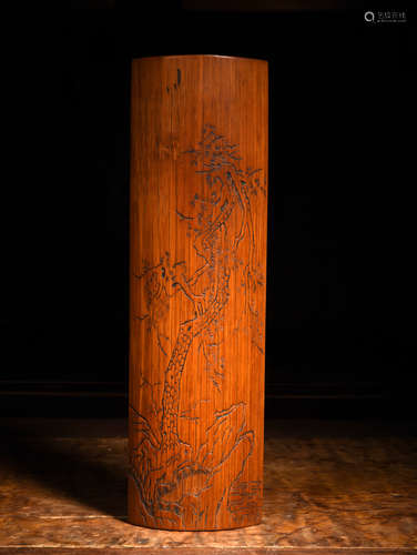 AN INCISED BAMBOO WRIST REST, 18-19TH CENTURY