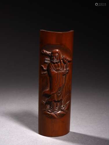 A CARVED BAMBOO WRIST REST, 18-19TH CENTURY