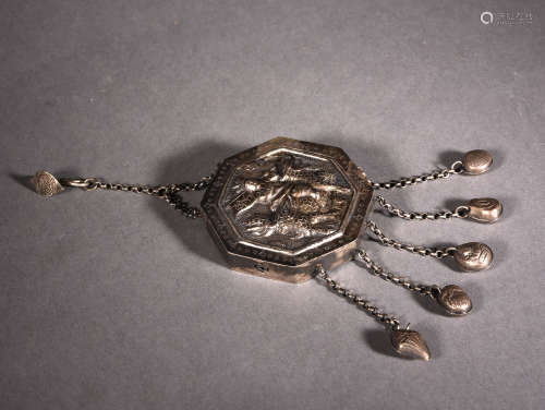 A OCTAGONAL SHAPED SILVER LOCK, 18-19TH CENTURY