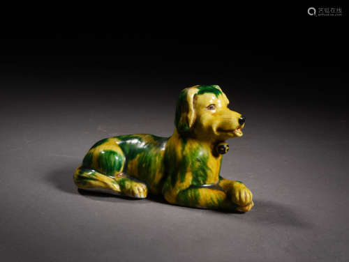 A FAMILLE VERTE BISCUIT DOG WATER DROPPER, JIAQING PERIOD