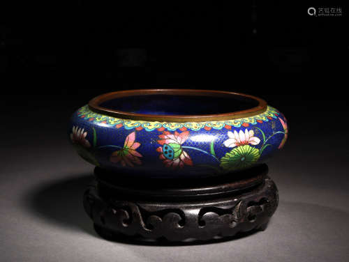 A CLOISONNE LOTUS PONDS WASHER