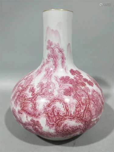 A Chinese Coral-Red Glazed Porcelain Vase