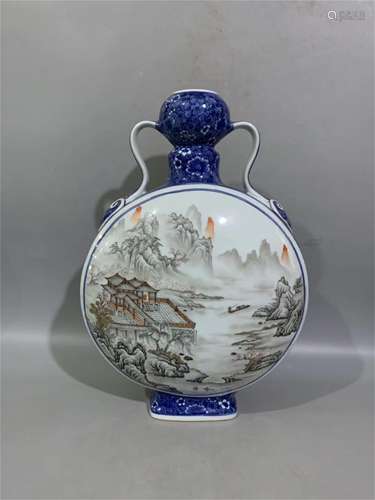 A Chinese Blue and White Porcelain Moon Flask