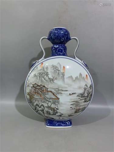 A Chinese Blue and White Porcelain Moon Flask