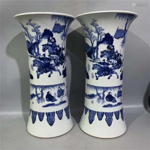 A Pair of Chinese Blue and White Porcelain Vases