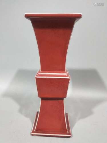 A Chinese Red Glazed Porcelain Vase