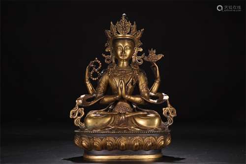 A Chinese Gilt Bronze Figure of Buddha