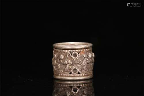 A Chinese Carved Silver Ring