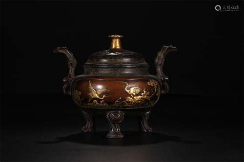 A Chinese Gilt Bronze Incense Burner