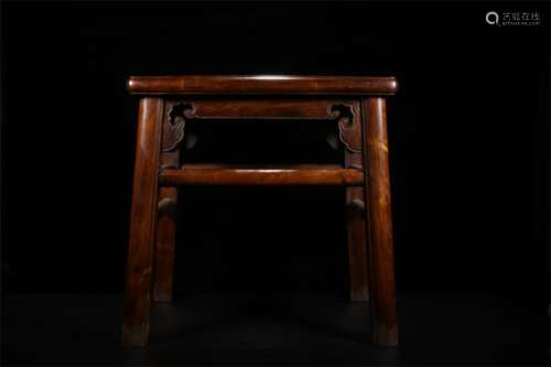 A Chinese Carved Huanghuali Stool