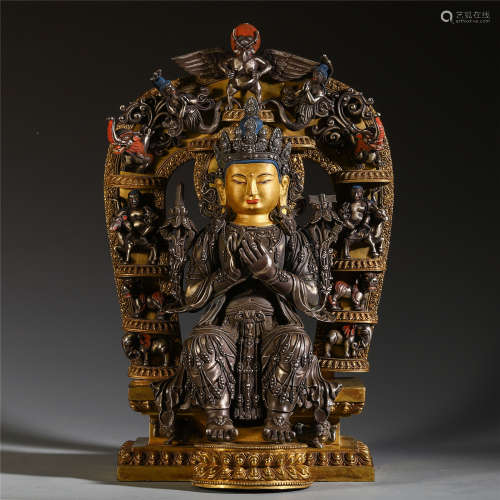 TIBETAN GILT BRONZE SEATED BUDDHA