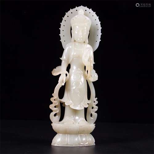 A Chinese Carved Jade Figure of Buddha