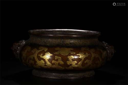 A Chinese Gilt Bronze Incense Burner