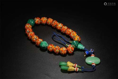 A Chinese Carved Peking Glass Prayers Beads