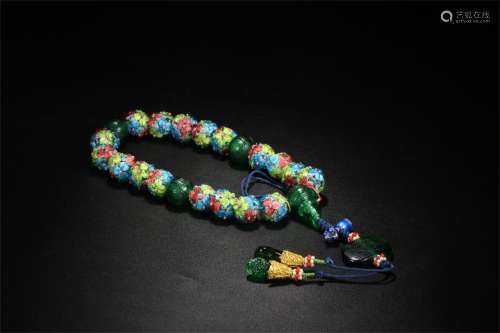 A Chinese Carved Peking Glass Prayers Beads