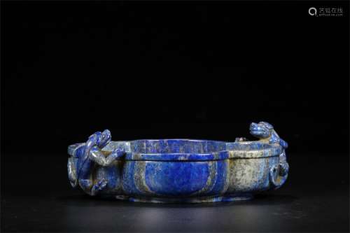 A Chinese Carved Lapis Lazuli Brush Washer