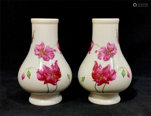 A Pair of Chinese Red Glazed Porcelain Vases