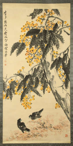 CHINESE SCROLL PAINTING OF BIRD AND FLOWER