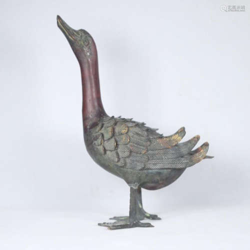CHINESE BRONZE GOOSE INCENSE CAGE
