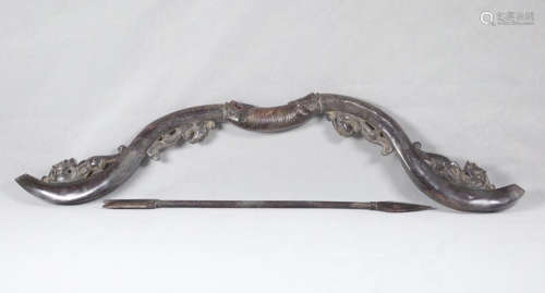 CHINESE ANCIENT JADE BOW AND ARROW