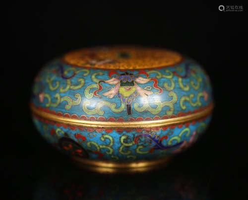 CHINESE CLOISONNE FLOWER LIDDED ROUND BOX