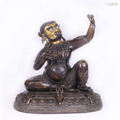 CHINESE PARTLY GILT BRONZE SEATED BUDDHA