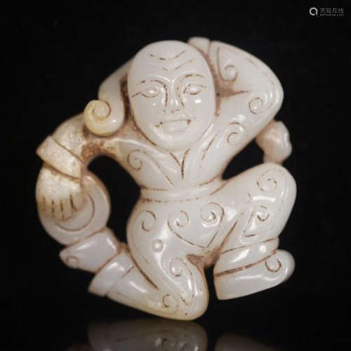 CHINESE ANCIENT JADE BOY PENDANT