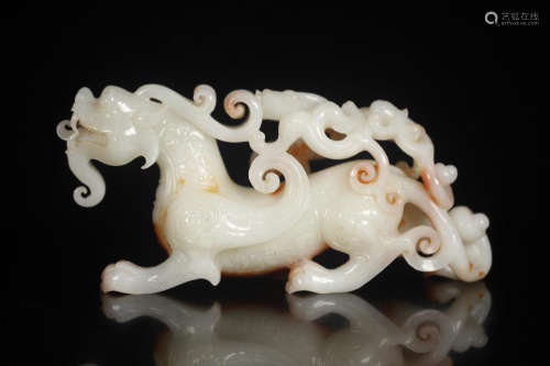 CHINESE WHTIE JADE BEAST TABLE ITEM