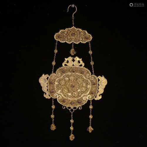 CHINESE GILT SILVER PENDANT