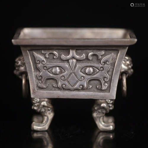 CHINESE SILVER FOUR FEET SQUARE CENSER