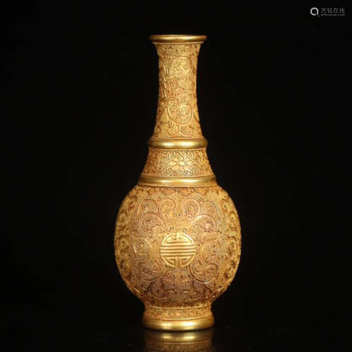 CHINESE GILT SILVER FLOWER VASE