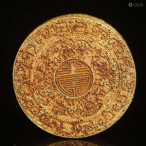 CHINESE GILT SILVER FLOWER LIDDED ROUND BOX