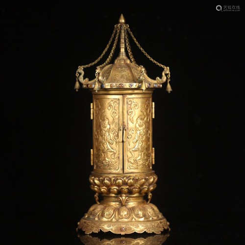 CHINESE GILT BRONZE BUDDHIST NICHE