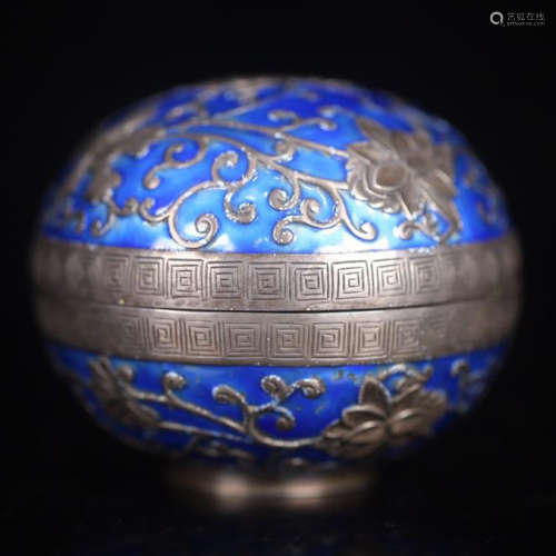 CHINESE SILVER ENAMEL LIDDED ROUND BOX