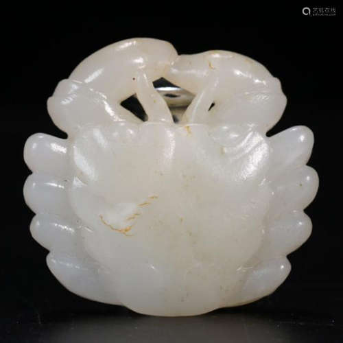 CHINESE WHITE JADE CRAB TABLE ITEM